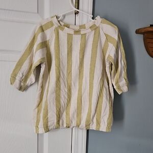 Kids Striped Romper in Green and White, Hemp And Organic Cotton Blend